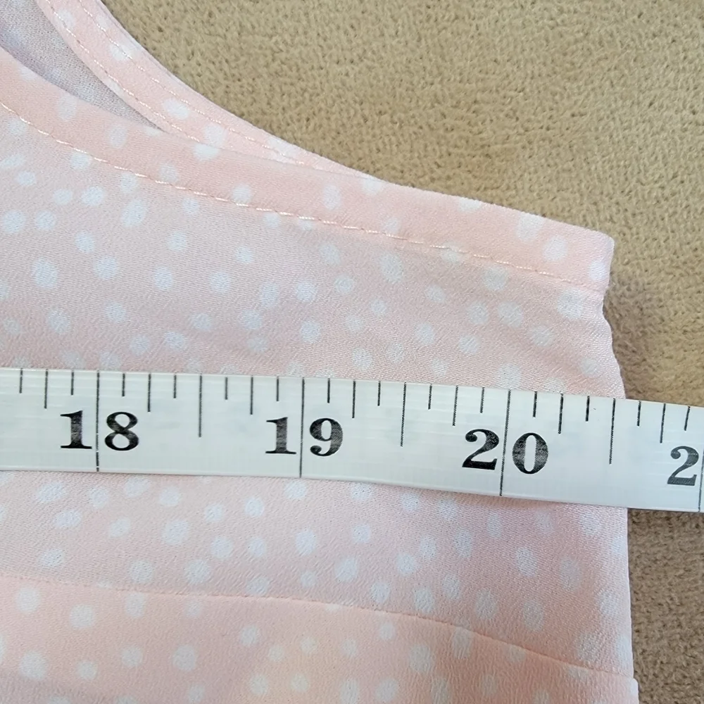 Banana Republic Pink White Dotted V-Neck Tank Size Large EUC - Picture 6 of 7